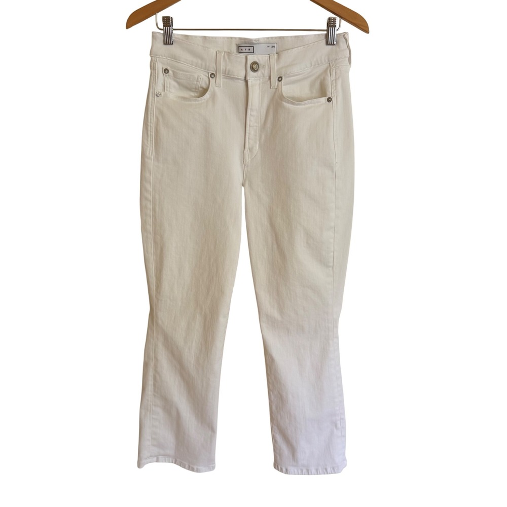 AYR The Pop White High Rise Straight Leg Cropped Jeans Size 30 Made in USA